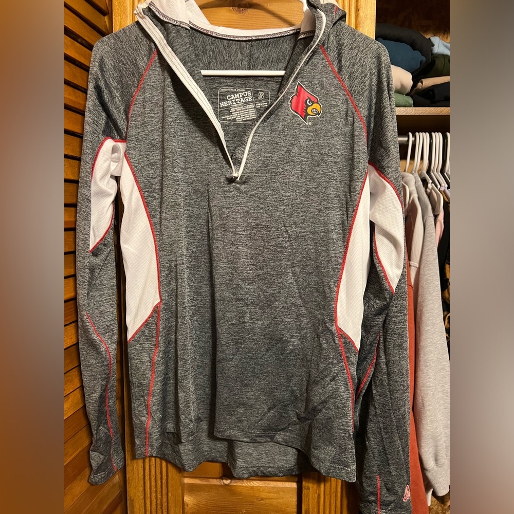 half zip long sleeve with hood - UofL - S
